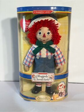 Raggedy Andy Porcelain Doll Brass Key Keepsake Porcelain 2004 New In Box
